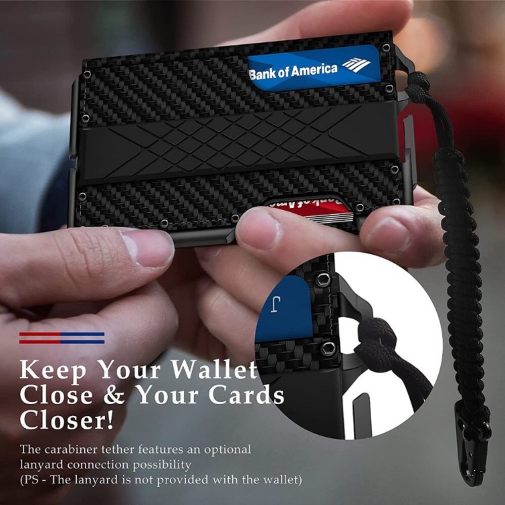 Tactical Minimalist Wallet for Men, Slim RFID-Blocking Metal Card Holder - Picture 4 of 6